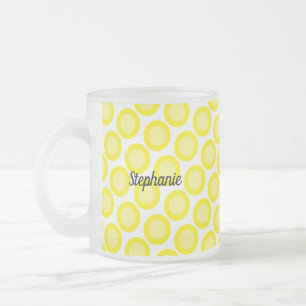 Tasse Givré Citron Jaune Blanc Personnalisé Nom Couleur Cadeau