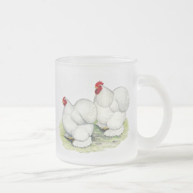 Tasse Givré Cochin :  Coqs nains blancs (Droit)