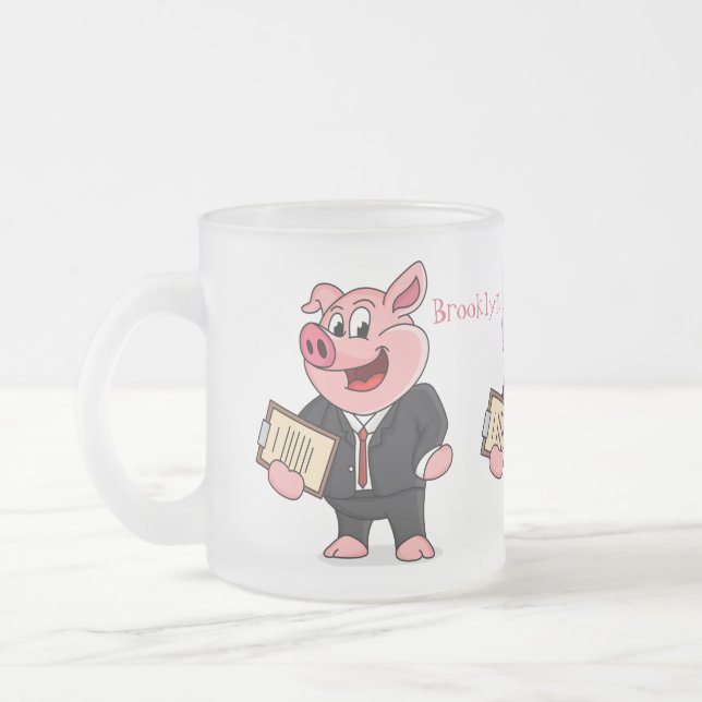 Tasse Givré Cochon amusant en costume d'affaires dessin animé (Gauche)