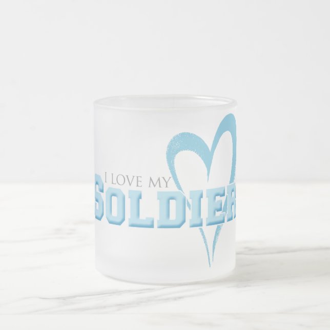 Tasse Givré Coeur Bleu Scribblé - J'Aime Mon Soldat (Centre)
