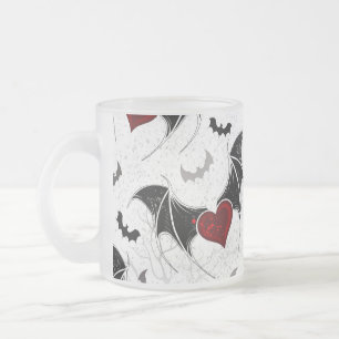 Tasse Givré Coeur d'Halloween avec ailes de chauve-souris noir
