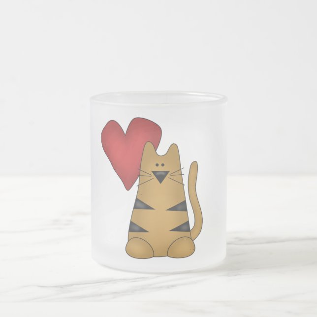 Tasse Givré Coeur et T-shirts et cadeaux rayés de chat (Centre)