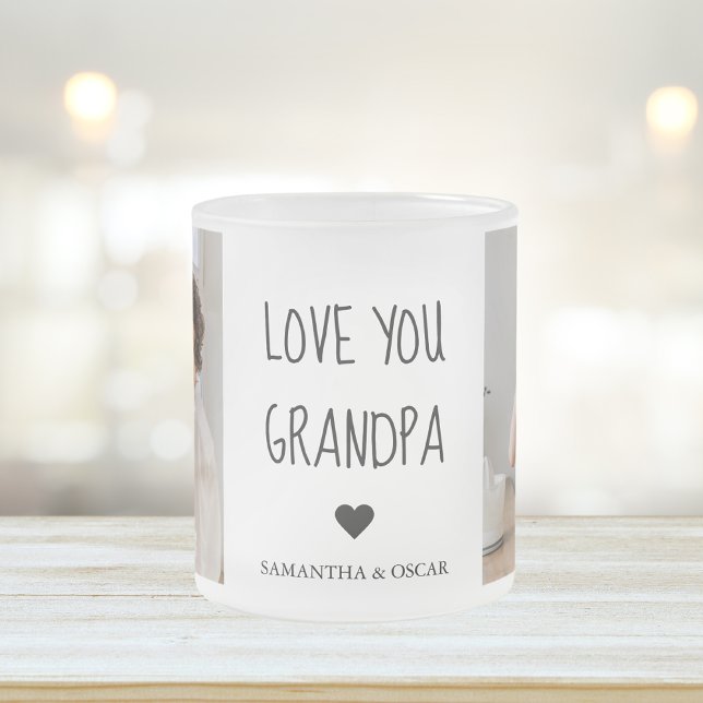 Tasse Givré Collage moderne Photo Love You Grand-père Meilleur (Créateur téléchargé)