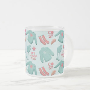 Tasse Givré Cosy Collage Hiver Mode Motif Turquoise et rose
