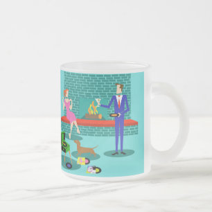 Tasse Givré Couple rétro avec chien givré de verre Musique