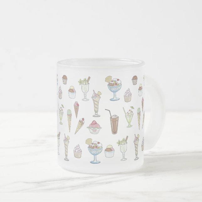 Tasse Givré Crème de glace Sundae Motif blanc (Devant droit)
