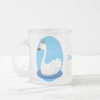 Cute cygne blanc avec dessin de la couronne