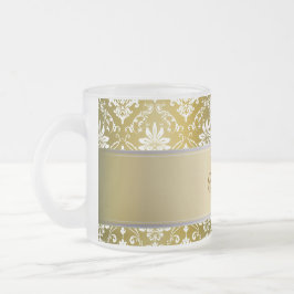 Tasse Givré Damassé jaune de monogramme et blanche d'or
