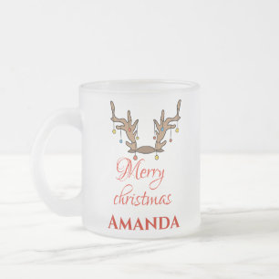 Tasse Givré Décor de rennes personnalisé - Joyeux Noël
