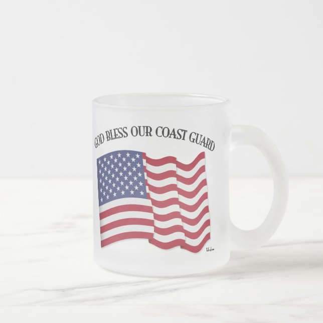 Tasse Givré DIEU BÉNISSE LA GARDE CÔTIÈRE avec & drapeau améri (Droit)