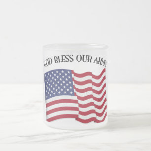 Tasse Givré DIEU BÉNISSE NOTRE ARMÉE avec le drapeau US