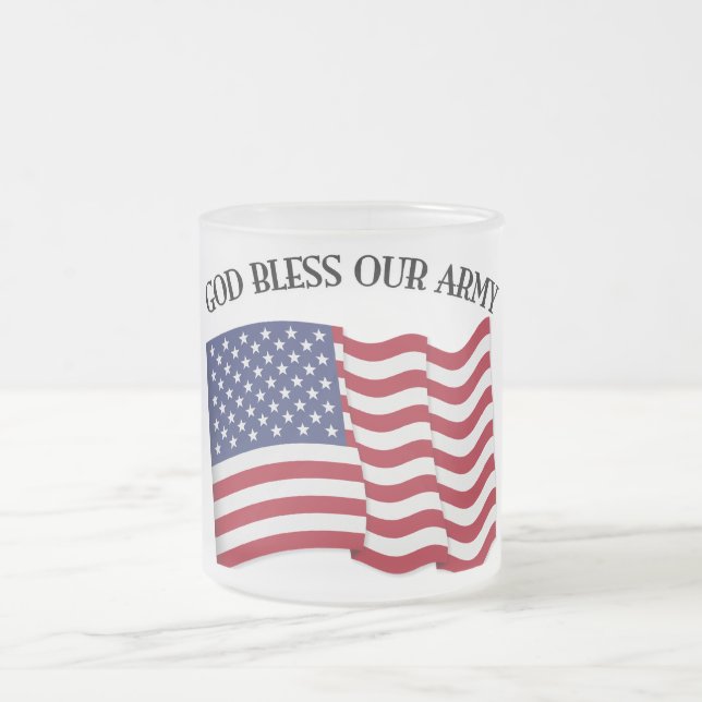 Tasse Givré DIEU BÉNISSE NOTRE ARMÉE avec le drapeau US (Centre)