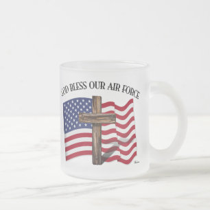 Tasse Givré DIEU BÉNISSE NOTRE FORCE AÉRIENNE avec croix robus