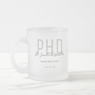Tasse Givré Diplômé noir gris Date Nom Diplôme PhD