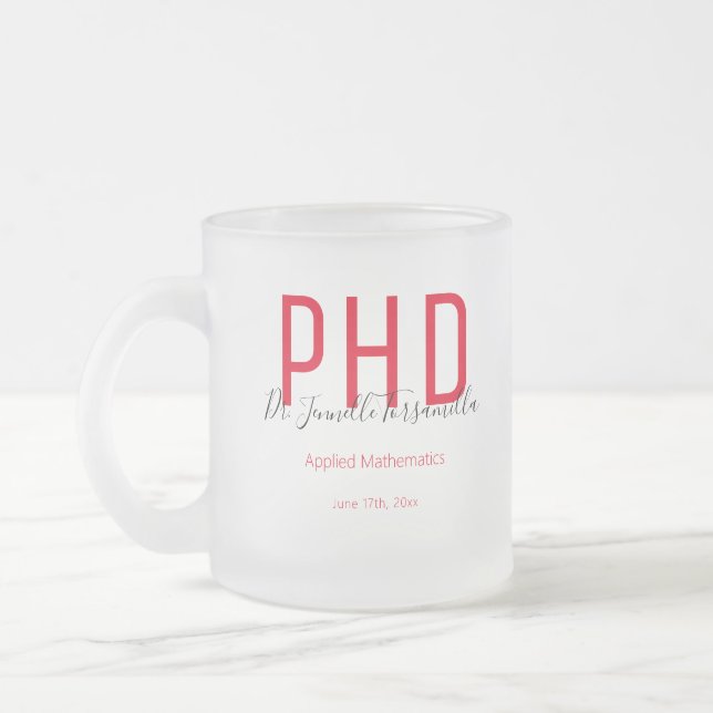 Tasse Givré Diplômé rouge noir Date Nom Diplôme PhD (Gauche)