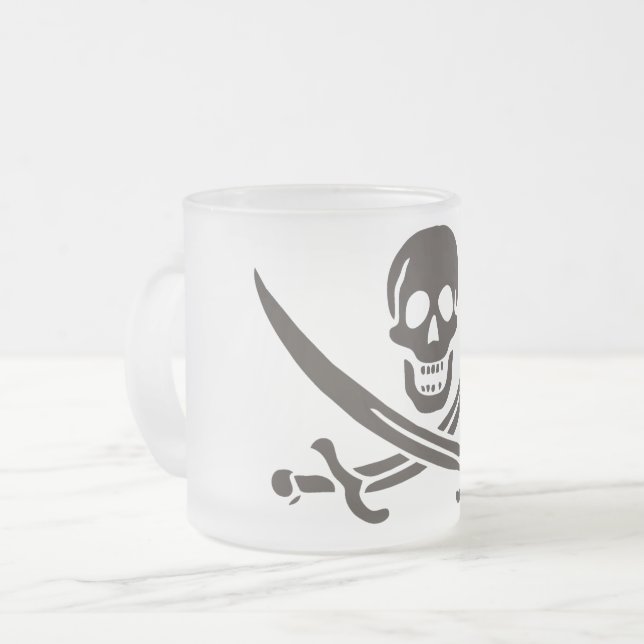Tasse Givré Drapeau de crâne obsidien Drapeau de pirate Calico (Devant gauche)