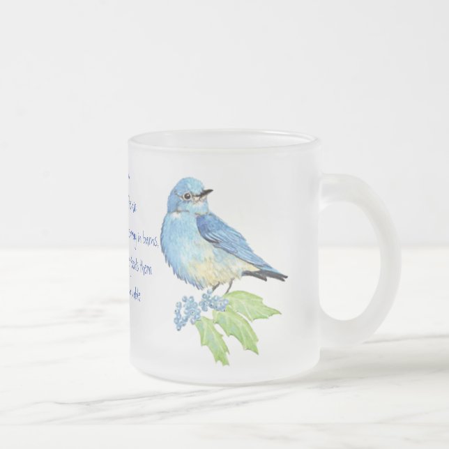 Tasse Givré Écriture Encourageante Matthieu 6:26, Oiseau Art (Droit)