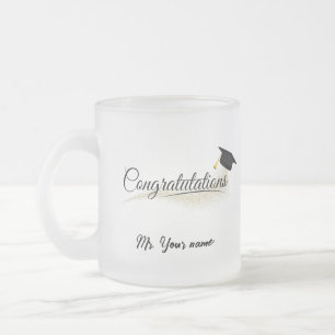 Tasse Givré Élégant Gold Minimal Graduation School Nom du casq