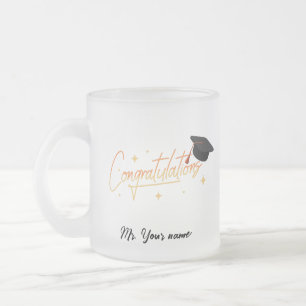 Tasse Givré Élégant Gold Minimal Graduation School Nom du casq