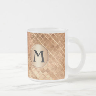 Tasse Givré Élégant Rose Motif en carreaux or avec Monogramme