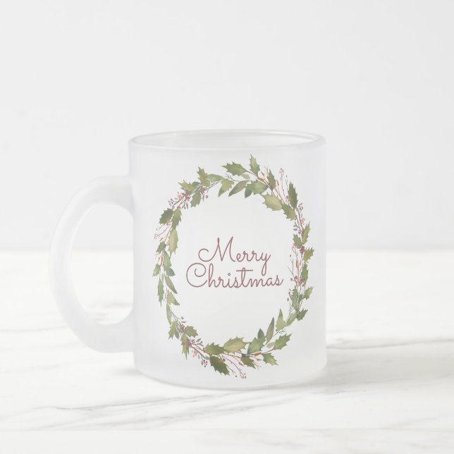 Tasse Givré Élégante couronne de Noël personnalisée Script Vin (Gauche)