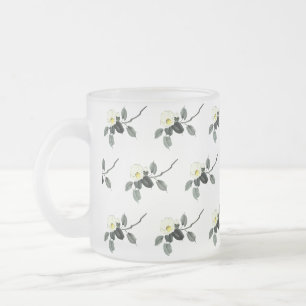 Tasse Givré encre blanche de camélia sumi et aquarelle japonai