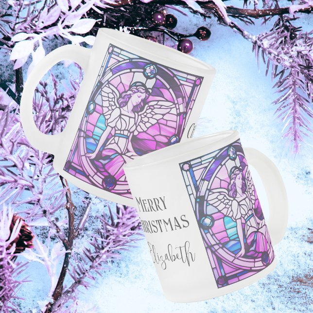 Tasse Givré Fenêtre en verre de Noël Angel (Front, Side And Back View)