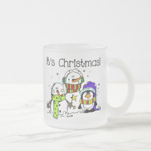 Tasse Givré Festive Snowmen and Penguins C'est Noël