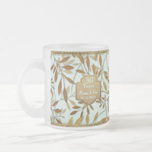 Tasse Givré Feuilles d'or 50e anniversaire Mariage