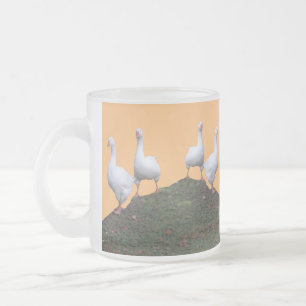Tasse Givré File d'attente Oies mignonnes Orange Verre Dépoli 