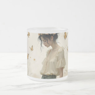 Tasse Givré Fille éthérée avec papillons dans la nature