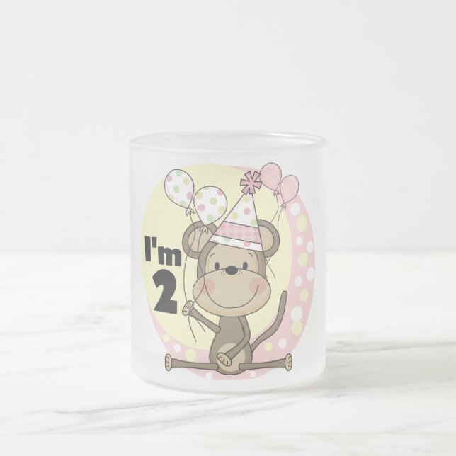 Tasse Givré Fille singe en Casquette de fête 2e anniversaire (Centre)