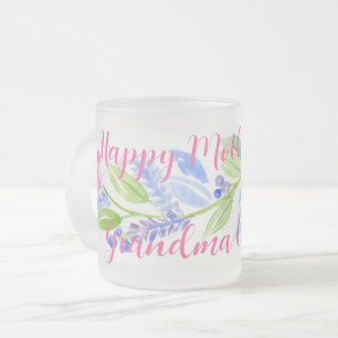 Tasse Givré Fleur aquarelle Joyeuse Fête des Mères NOM