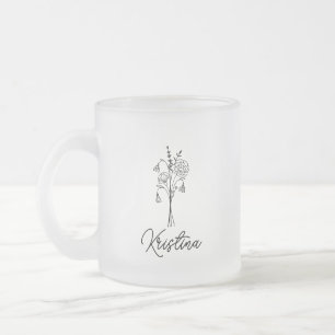 Tasse Givré Fleur de naissance de janvier & Nom en écriture él