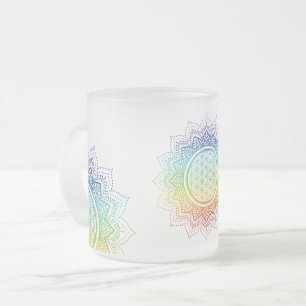 Tasse Givré Fleur de vie - 7 Chakras - Arc en ciel