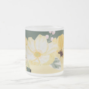 Tasse Givré Fleurs aquarelles modernes & fond vert
