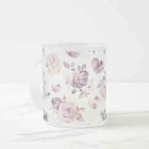 Tasse Givré Fleurs roses violettes & Cœurs