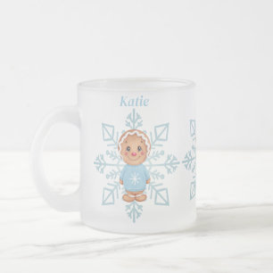 Tasse Givré Flocon de neige et pain d'épices bleu givré