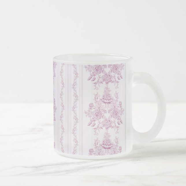 Tasse Givré français chic, rose, toile, floral, motif, victori (Droit)