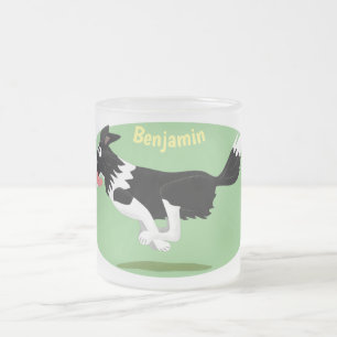 Tasse Givré Funny Border Collie chien en course dessin animé