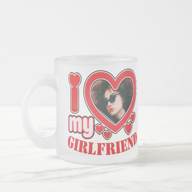 Tasse Givré I Love My Girlfriend Photo Texte personnalisé (Gauche)