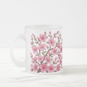 Tasse Givré Illustration de branche de sakura brodée en faux 3