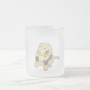 Tasse Givré Illustration de chiot doré mignon dessiné à la mai