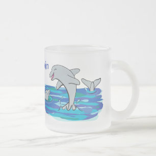 Tasse Givré Illustration de dessin animé de dauphins heureux a