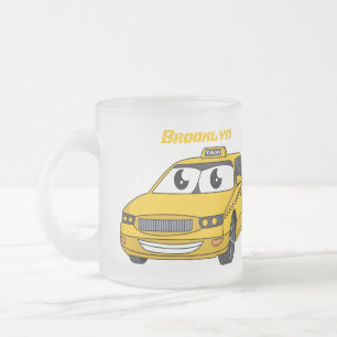 Tasse Givré Illustration de dessin animé drôle de taxi jaune m