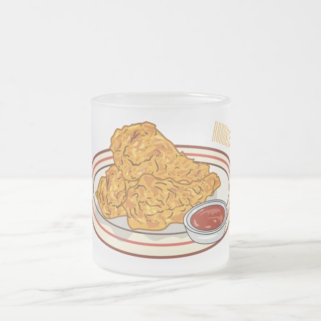 Tasse Givré Illustration de dessin animé sur le poulet frit (Centre)