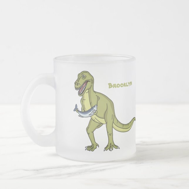 Tasse Givré Illustration de dinosaure T rex drôle (Gauche)