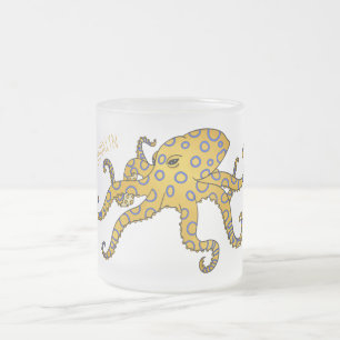 Tasse Givré Illustration de poulpe à anneau bleu