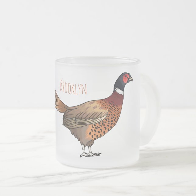 Tasse Givré Illustration d'oiseau faisan à cou circulaire (Devant droit)