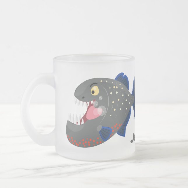 Tasse Givré Illustration drôle de piranha affamée (Gauche)